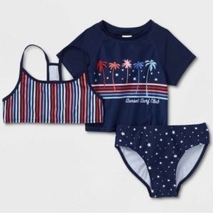 ART CLASS 3-Piece Retro Surf Club Swimwear Set XL